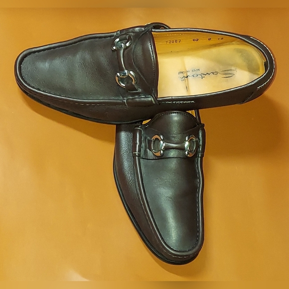SANTONI 72067 MEN\'S DARK BROWN HORSEBIT SLIP-ON LOAFERS SIZE 10 D MADE IN ITALY